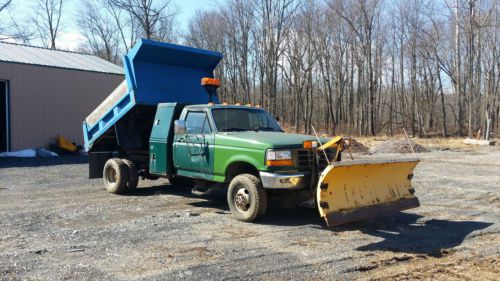 1995 ford f-350 4x4 dump fisher snow plow toolbox auto 460