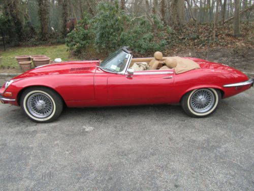 Beautiful 1974 - xke, ots, series iii, v12, red w. tan top and interior.