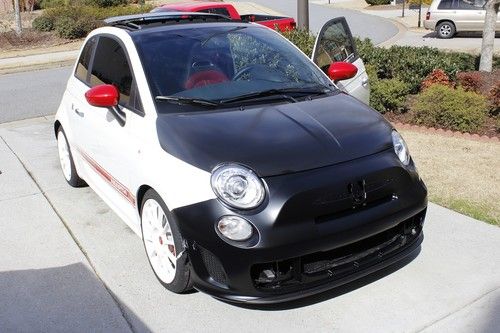 2012 abarth 500 1.4 liter turbo 160hp, only 1k miles.  white/red. salvage! save!