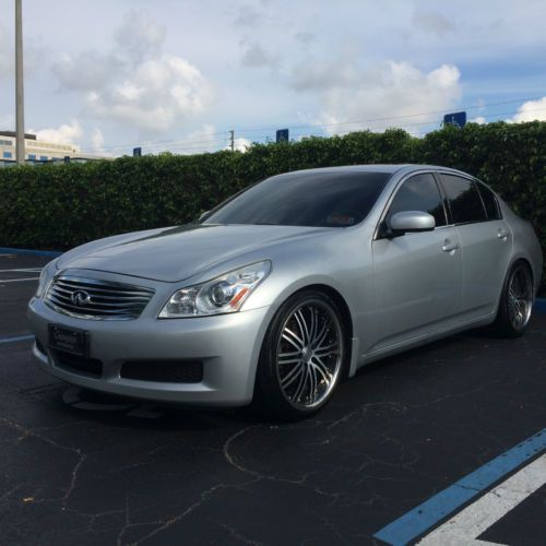 2008 infiniti g35x awd silver and black leather 20inch custom vossen wheels