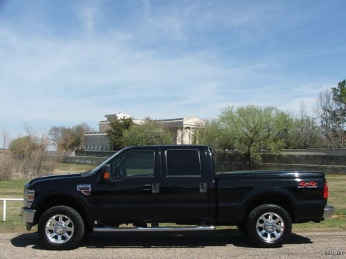 08 f250 crew cab lariat 4x4 6.4l v8 diesel black/gry roof 20's tv hard bed cover