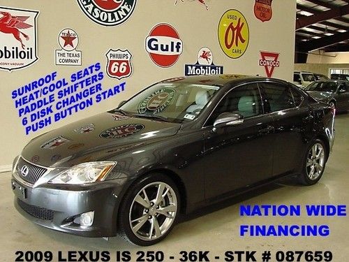 2009 is 250,sunroof,htd/cool lth,6 disk cd,18in graphite whls,36k,we finance!!