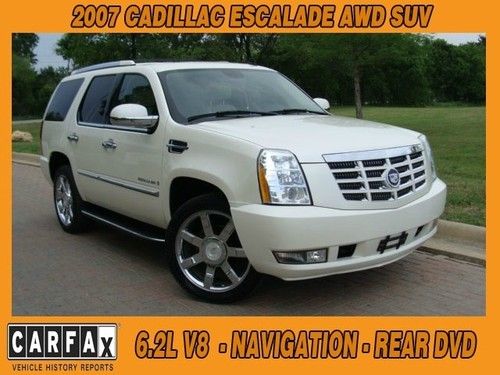 2007 cadillac escalade awd, navigation third row, backup camera, dvd, new tires