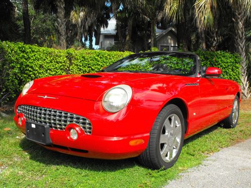 02 torch red t-bird convertible v8 leather premium deluxe selling at no erserve!