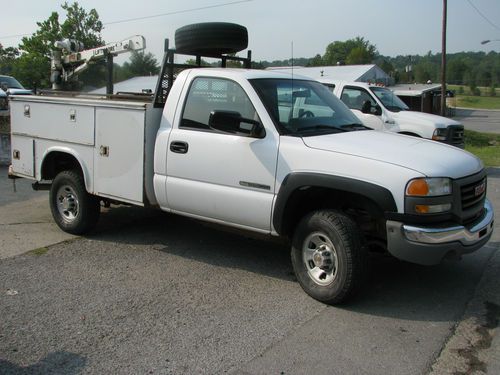 Gmc 3500hd sierra 8.1 v-8 w/ m-74 allison tranny 4x4 lift-moore crane utility!!!