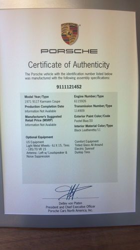 1971 Porsche 911T Sunroof Coupe, Pastel Blue, COA Matching Numbers, Project, image 21