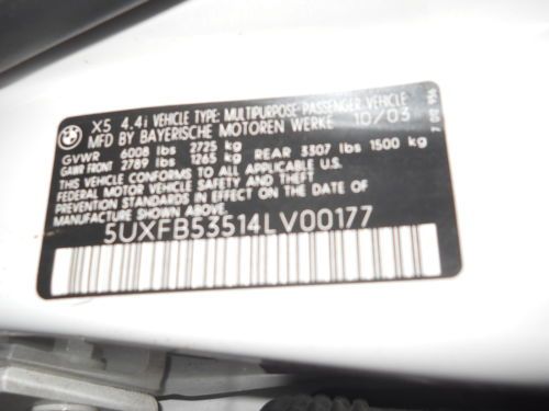 2004 BMW X5 4.4i Sport Utility 4-Door 4.4L Classic Alpine White & Black Leather, US $17,400.00, image 15
