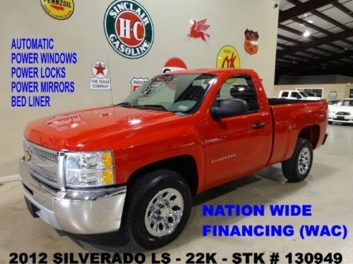 12 silverado 1500 reg cab ls 4x2,cloth,bedliner,17in chrome whls,22k,we finance!