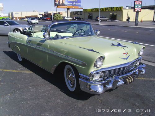 1956 bel air convertible original restored 2nd owner laurel green crockus yellow