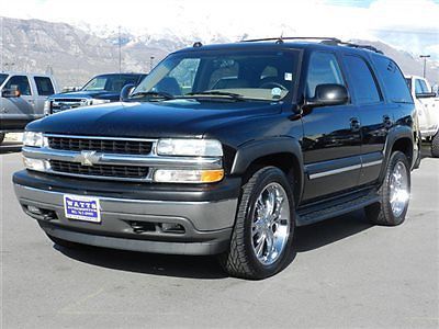 Chevy tahoe lt 4x4 leather bose 3rd row cutom wheels tires auto tow black suv