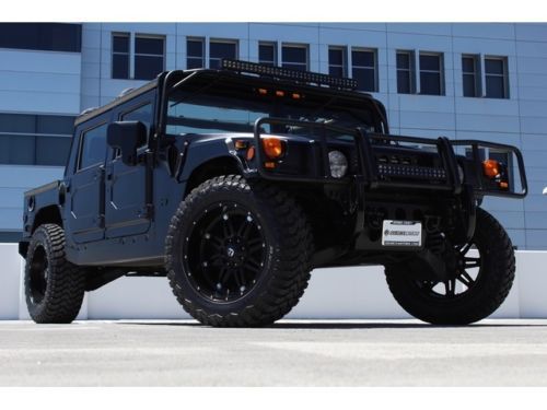 2001 hummer h1 open top::matte black::leather::led&#039;s::22&#034; fuel wheels::momo