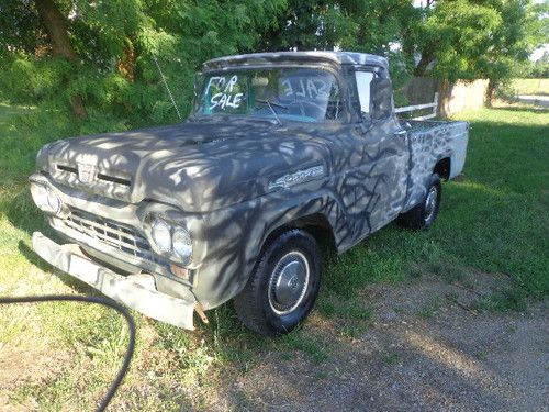 1960 ford f-100 pickup base 3.6l 2x4 runs drives stick shift truck flames