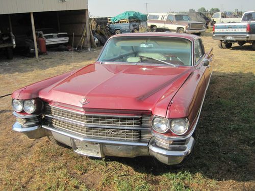 1963 Cadillac DeVille Sedan red with white interior, image 1