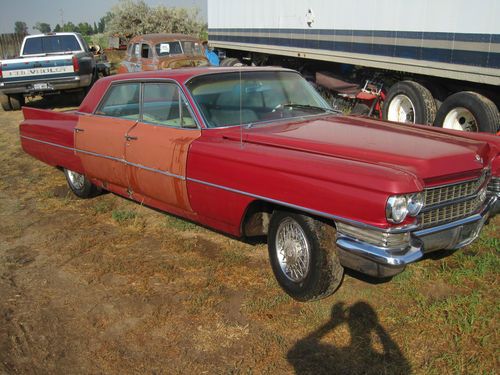 1963 Cadillac DeVille Sedan red with white interior, image 7