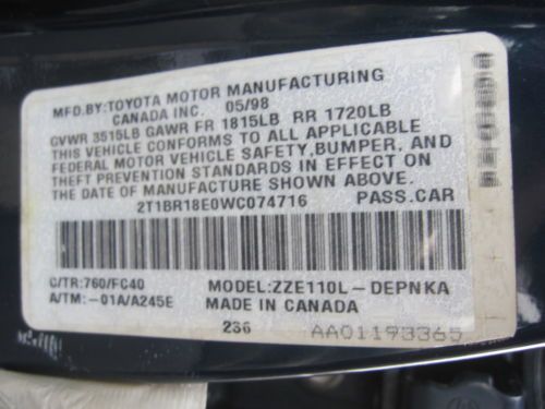 98 99 TOYOTA COROLLA LE 4DOOR . AUTOMATIC,LOW MILES 68K,GREAT ON GAS, RUNS GREAT, image 31