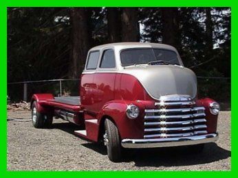 1950 chevrolet coe 1 1/2 ton flatbed extended cab dually diesel show truck