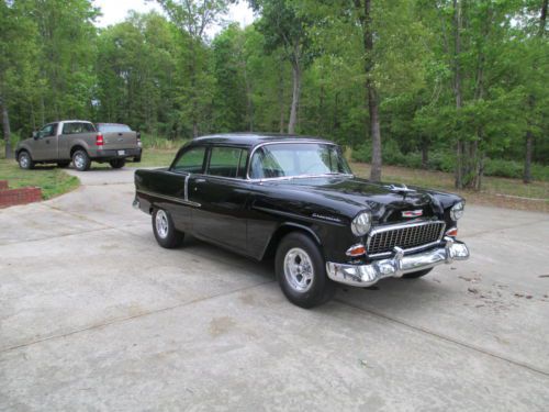 1955 Chevy 210 Post Black on Black Excellent 4 Speed 55 56 57 Full Restoration, US $60,000.00, image 3