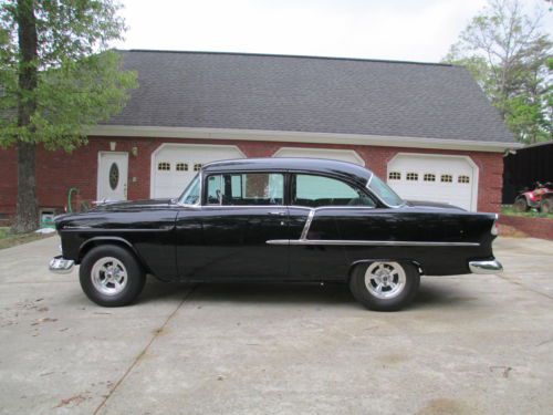 1955 Chevy 210 Post Black on Black Excellent 4 Speed 55 56 57 Full Restoration, US $60,000.00, image 8