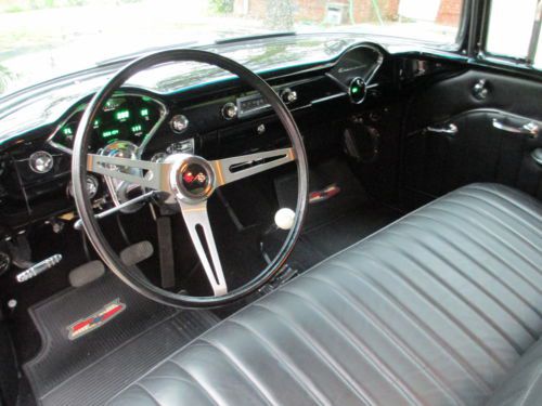 1955 Chevy 210 Post Black on Black Excellent 4 Speed 55 56 57 Full Restoration, US $60,000.00, image 12