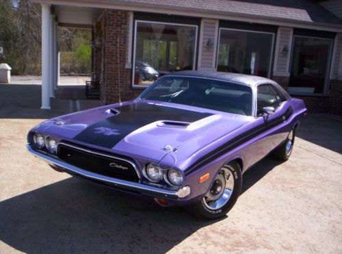 1973 dodge challenger rt  340  /  4 speed hurst pistol grip  plum crazy purple