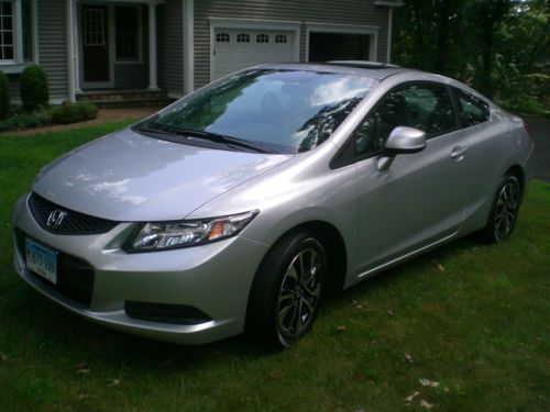 Almost new 2013 honda civic coupe. silver, &lt;4000 mi., auto, a/c, back up camera