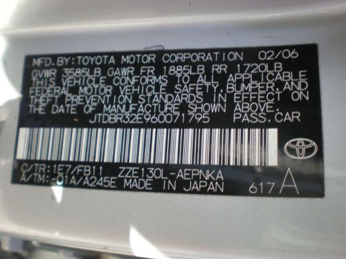 2006 Toyota Corolla LE Sedan 4-Door 1.8L, image 12