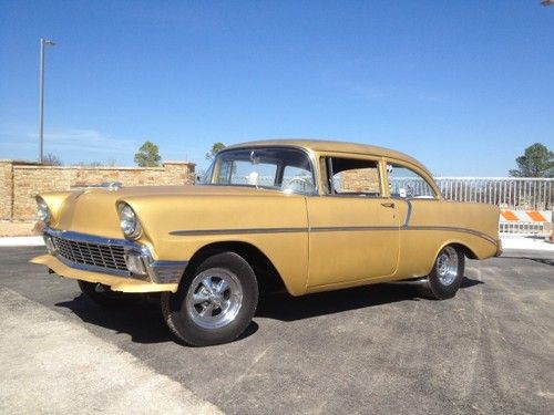 1956 chevrolet two door post retro gasser style rod 327/3spd flat gold and flake