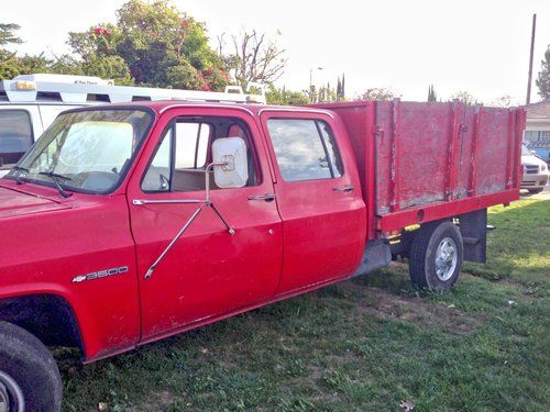 1991 chevrolet c3500 crew cab flatbed truck 150k v8 air auto work haul stake