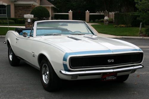 Gorgeous nut &amp; bolt restored-1967 chevrolet camaro rs/ss 396 convertible -700 mi