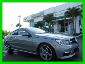 12 palladium silver c-63 amg 6.2l coupe *carbon fiber trim *red &amp; black leather