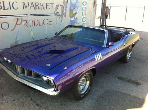 1971 plymouth barracuda convertible, 'cuda clone, 440+6, pistol grip, plum crazy