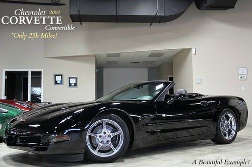 2001 chevrolet corvette convertible 6-speed heads up triple black 25k miles wow!