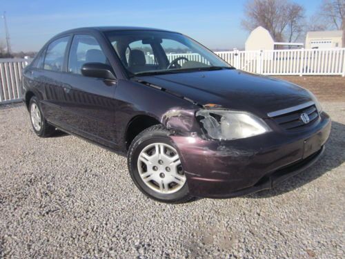 2001 honda civic 5-speed minor damage, ez-fix. &#034;rebuildable salvage&#034;