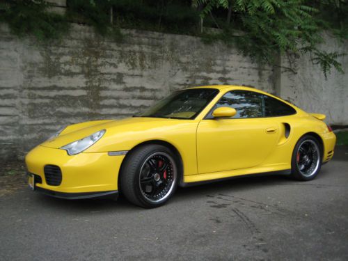 2001 speed yellow 911 turbo coupe all wheel drive with savanna beige leather