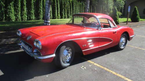 1959 chevrolet corvette red on black 283 4 speed no reserve solid axle c1