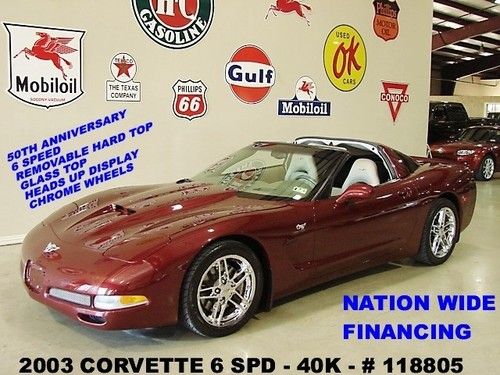 2003 corvette 50th anniversary,6 speed trans,hud,lth,chrome whls,40k,we finance!