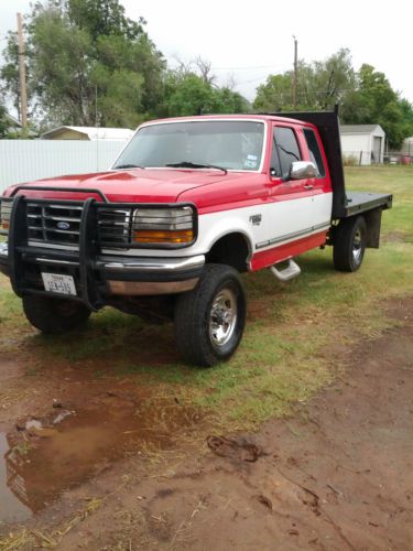 1997 ford f-250 powerstroke diesel 4x4  x-cab  automatic flatbed truck