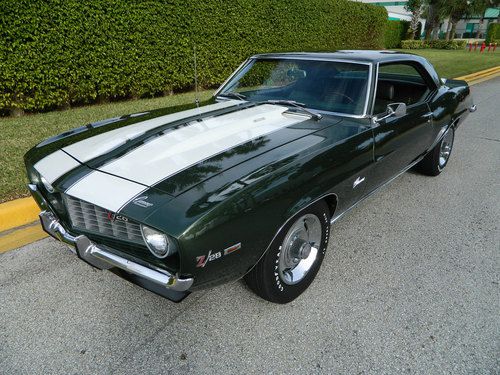 1969 chevrolet camaro z28 fathom green dz302 jerry macneish certified x33 d80