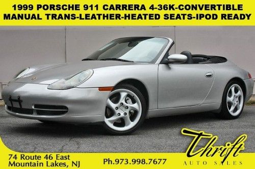 1999 porsche 911 carrera 4-36k-convertible-manual trans-leather-heated seats
