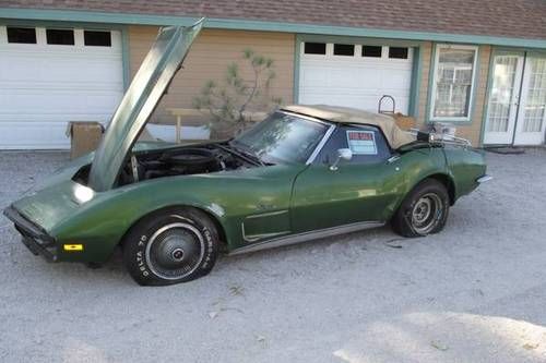 1973 corvette stingray convertable barn find 34200 original miles! no reserve!!!