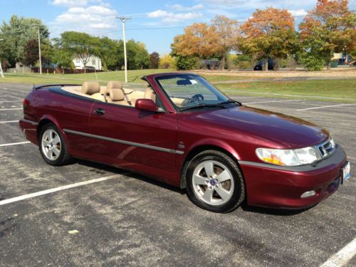 2003 saab 93 convertible merlot with black top &amp; tan interior