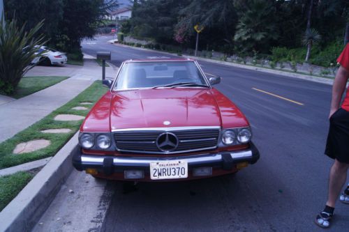Mercedes Benz 560sl 1989 convertible/hard top Red on tan roadster 89 sl, image 2