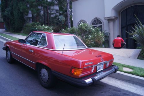 Mercedes Benz 560sl 1989 convertible/hard top Red on tan roadster 89 sl, image 3