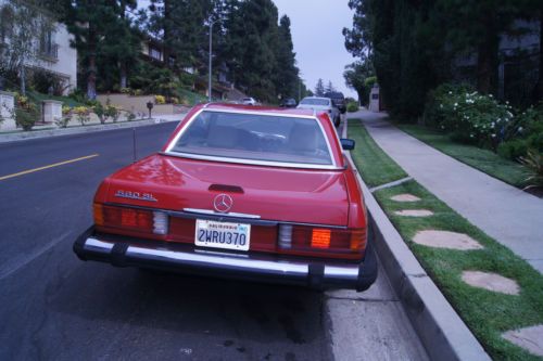 Mercedes Benz 560sl 1989 convertible/hard top Red on tan roadster 89 sl, image 5