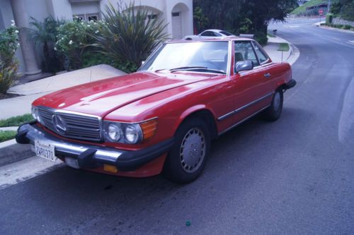 Mercedes Benz 560sl 1989 convertible/hard top Red on tan roadster 89 sl, image 6