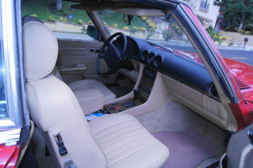 Mercedes Benz 560sl 1989 convertible/hard top Red on tan roadster 89 sl, image 8