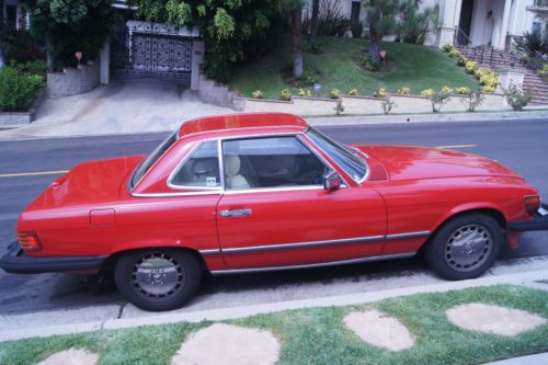 Mercedes Benz 560sl 1989 convertible/hard top Red on tan roadster 89 sl, image 9
