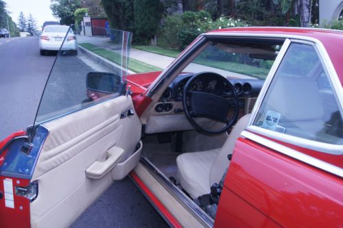 Mercedes Benz 560sl 1989 convertible/hard top Red on tan roadster 89 sl, image 10