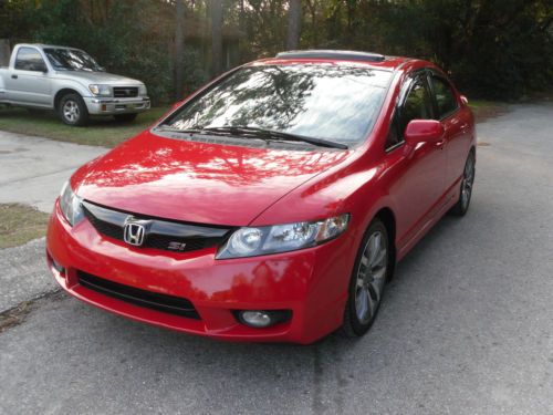 Candy red 2009 honda civic si 6 speed manual transmission 4 door sedan