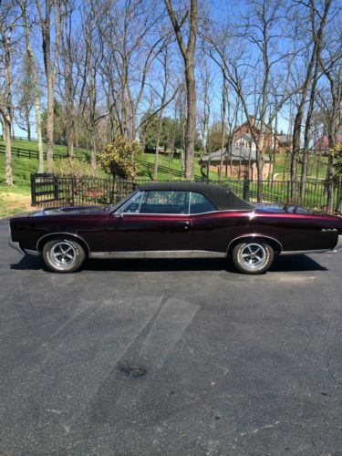 1967 gto convertible, black cherry, black int and top, runs excellent, ac,ps,pb